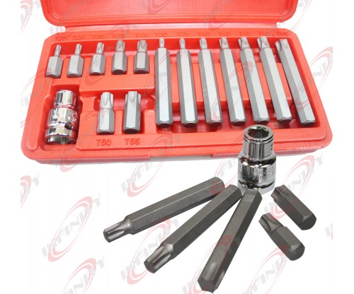 NEW 15PC STAR PROOF SOCKET BIT SET W/ 1/2" DR TORX BIT ADAPTOR